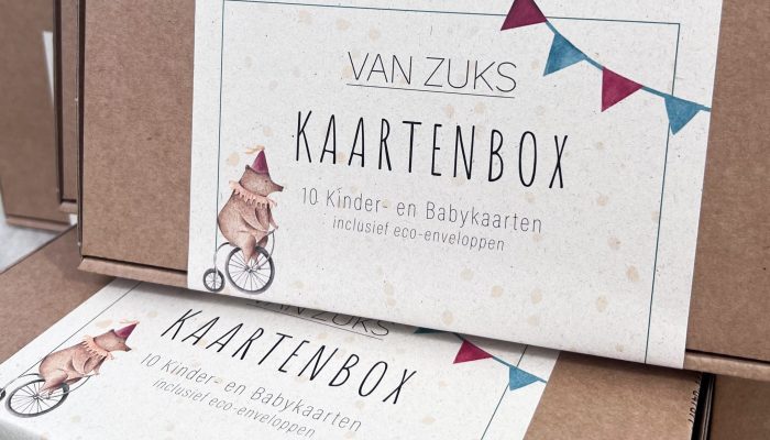 VAN ZUKS KINDERKAARTENBOX! 10 duurzame kinderkaarten in één box inclusief eco-enveloppen